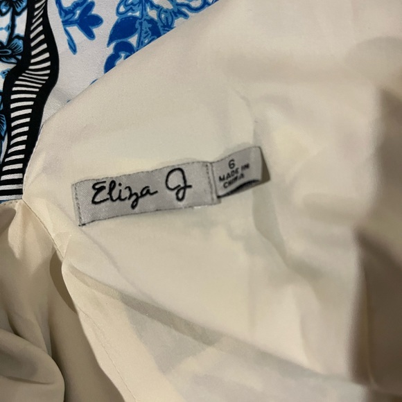 Eliza J maxi dress in blues, whites and black.  Halter top.  Size 6. - Picture 8 of 9